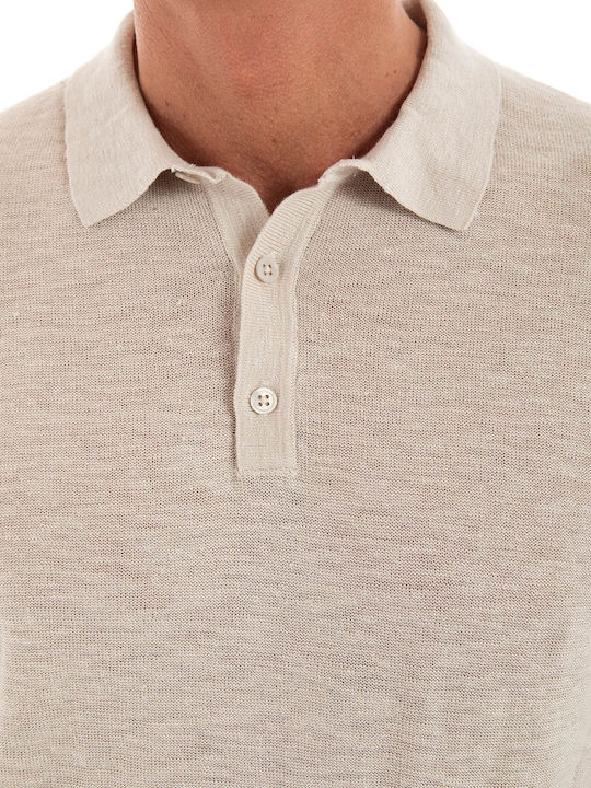 Polo Herrenbluse Kurzarm Ecru