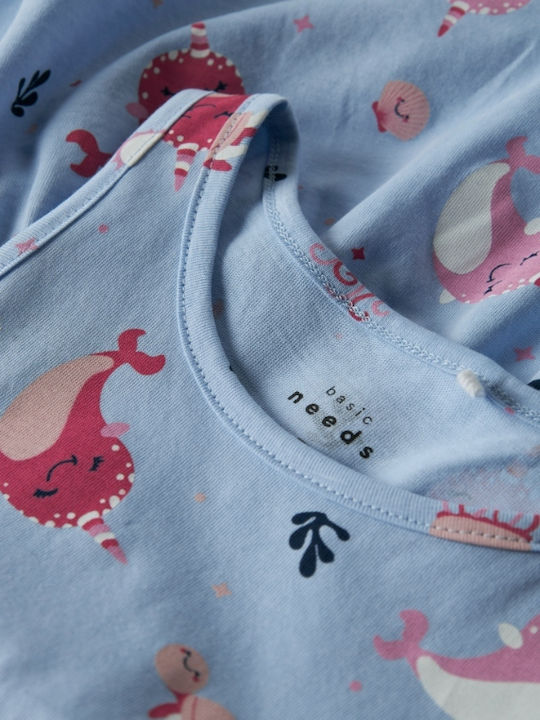 Girls Sleeveless Dress Chambray Blue Whales
