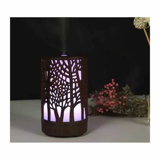 Siks Aromatherapie Luftbefeuchter 7 Farben LED Licht Baum Modell Dunkle Holzfarbe
