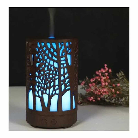 Siks Aromatherapie Luftbefeuchter 7 Farben LED Licht Baum Modell Dunkle Holzfarbe