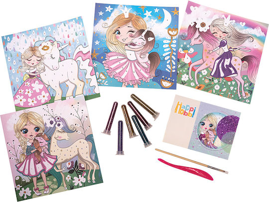 HappiHobbi Ζωγραφική Σετ Χειροτεχνίας Art Glitter Fantasy για Παιδιά 5+ Ετών