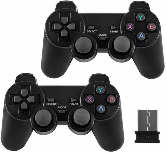 Siks Retro Tip Stick конзола с 10,000 инсталирани видео игри, съвместима с 9 емулатора, 2 x безжични контролера, HDMI, 2.4 GHz безжичен USB, 64GB, черна