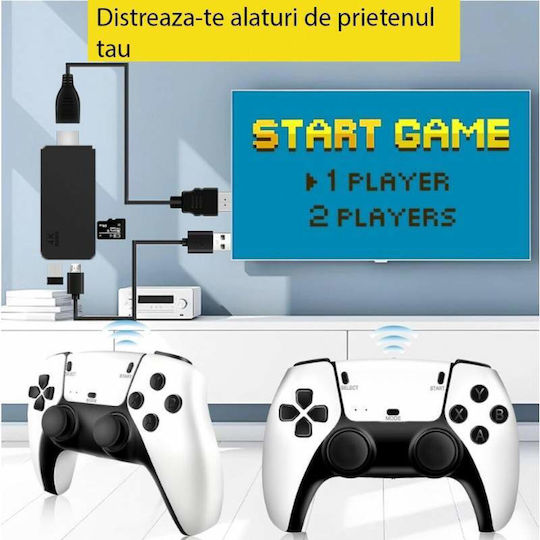 Consolă Retro Jocuri Siks 20.000 Jocuri Video Compatibilă cu 9 Emulatoare 2 X Controlere Wireless HDMI 2.4GHz 4K 64GB Albă