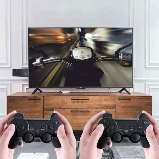 Siks Retro Tip Stick конзола с 10,000 инсталирани видео игри, съвместима с 9 емулатора, 2 x безжични контролера, HDMI, 2.4 GHz безжичен USB, 64GB, черна