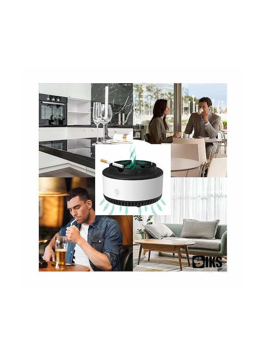 Scrumieră electrică Siks cu aspirație directă, purificator de aer cu ioni negativi fără fum, eliminator de mirosuri neplăcute, fum de țigară, închidere automată la 360 de grade, gri