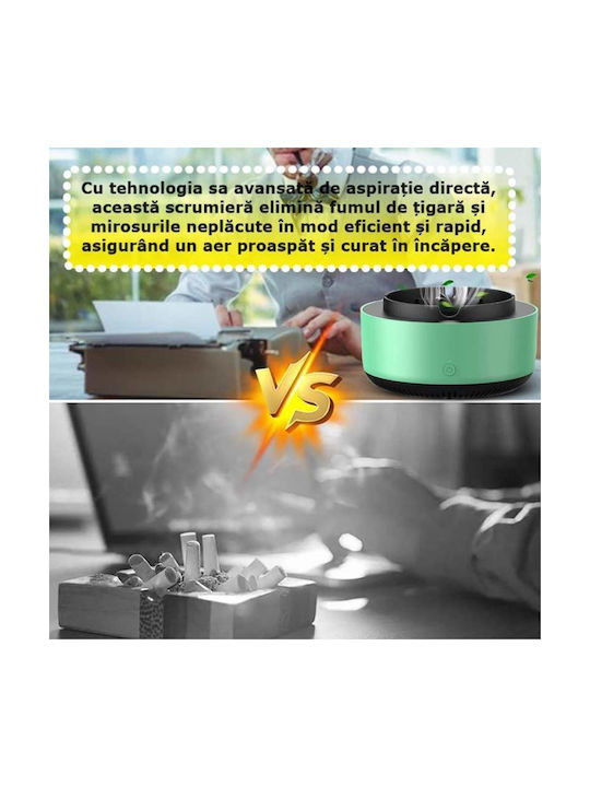 Siks Scrumieră Electrică Aspirație Directă Purificator de Aer cu Ioni Negativi Eliminator de Mirosuri Neplăcute Fum de Țigară 360 de Grade Oprire Automată Verde