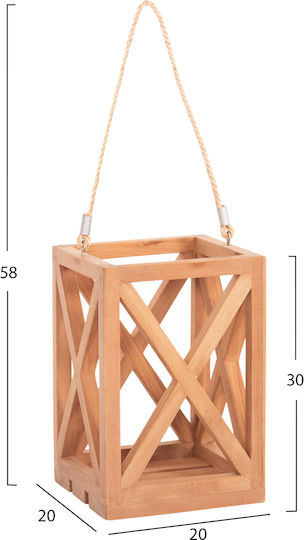 HomeMarkt Χριστουγεννιάτικο Ξύλινο Φαναράκι Μπεζ 30x20εκ.