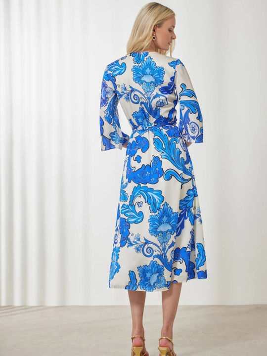 Melaina Summer Midi Dress for Wedding Christening Satin Blue
