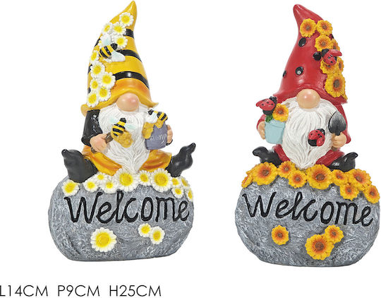 General Trade Decorative Gnome Sign Welcome Yellow 14x9x25cm