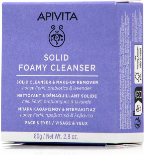 Apivita Solid Foamy Soap Bar Cleansing Face & Eyes 80gr