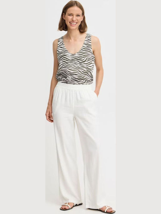 Women's Fabric Trousers Regular Fit Ecru