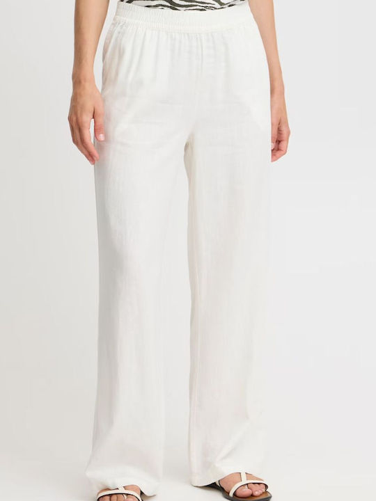 Women's Fabric Trousers Regular Fit Ecru