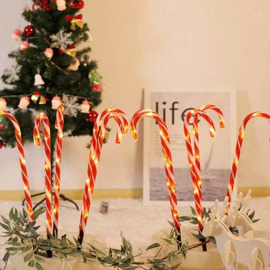 Illuminated Christmas Plastic Candy Figure White Height 40cm 5 Pieces