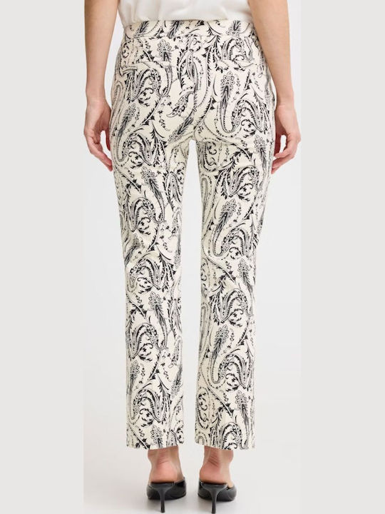 Women's Fabric Trousers Regular Fit White-black