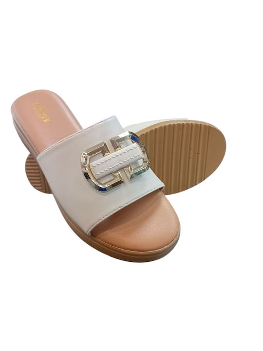Damenplattformen Beige