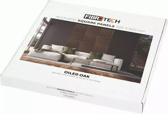 3D Wooden Decorative Sound-Absorbing Wall Panel – Square – Fibrotech – “Oiled Oak” – 52cm X 52cm – 2 Pcs 2344638