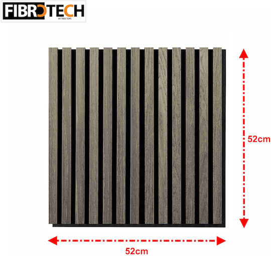 3D Wooden Decorative Sound-Absorbing Wall Panel – Square – Fibrotech – “Gray Oak” – 52cm X 52cm – 2 Pieces 2344636