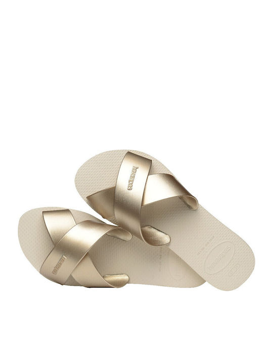 Aqua Metallic Slides In Gold Colour