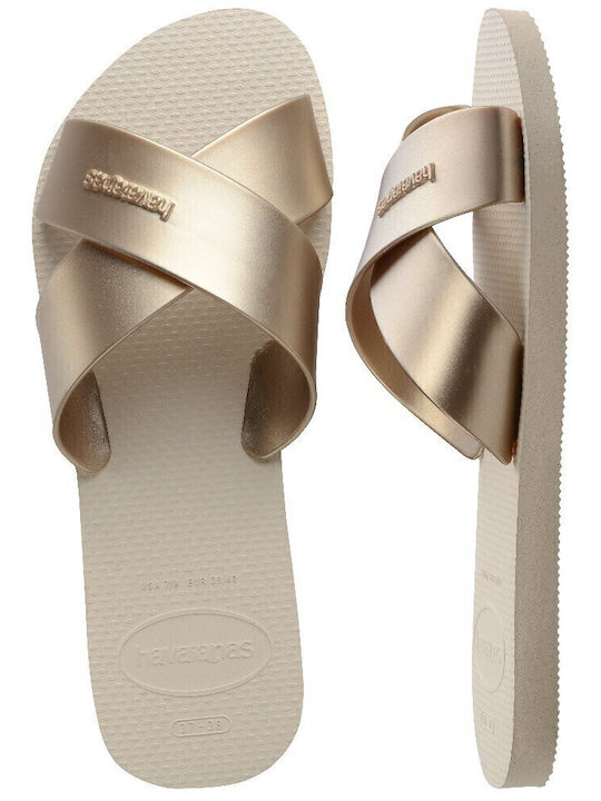 Aqua Metallic Slides In Gold Colour
