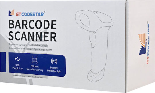 Gtcodestar Scanner Χειρός Ασύρματο με Δυνατότητα Ανάγνωσης 1D Barcodes