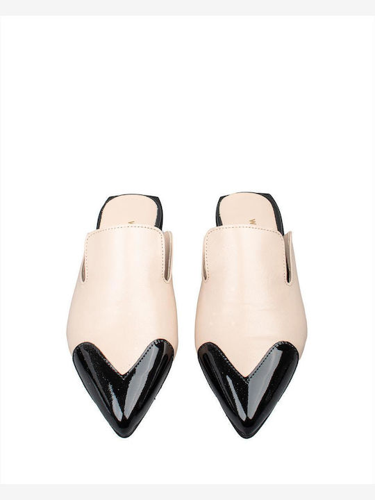 Flat Mules in Beige Color