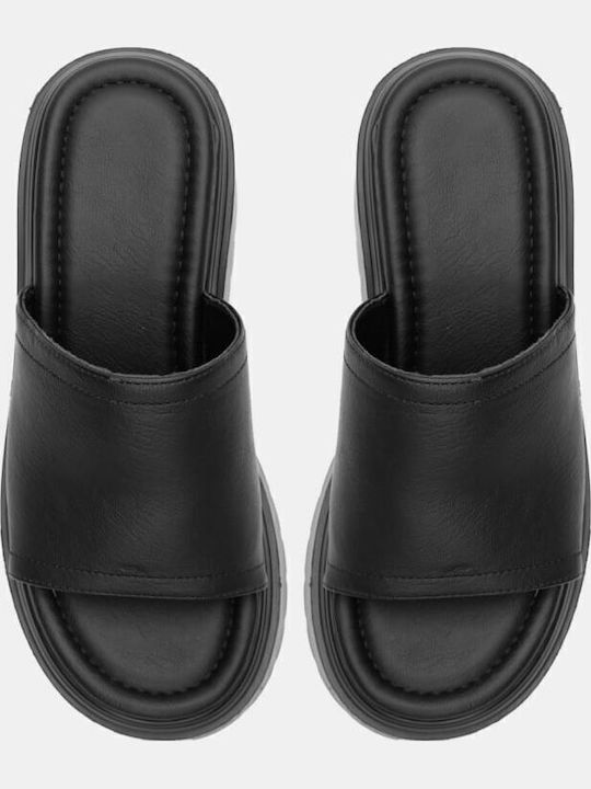 Mules with Chunky High Heel in Black Color