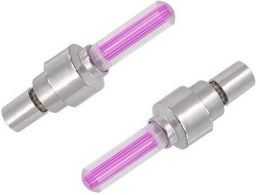 Set 2 Rosa LED-Ventilkappen mit Bewegungssensor