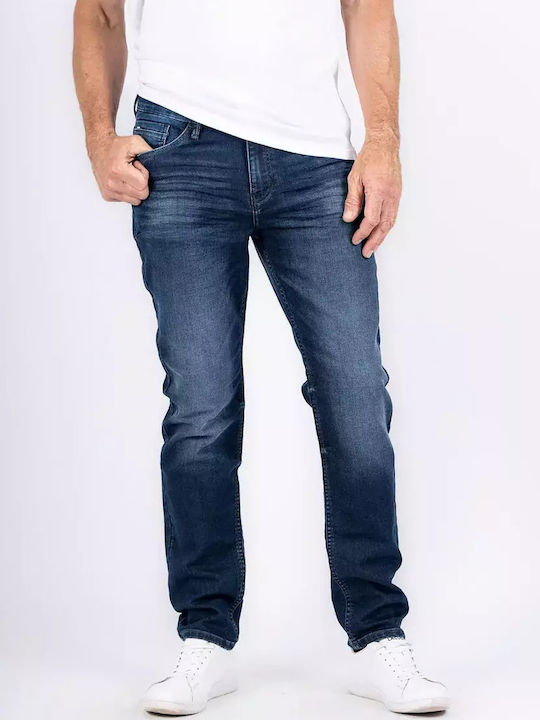 Men's Elastic Jeans Pants with Regular Fit Blue