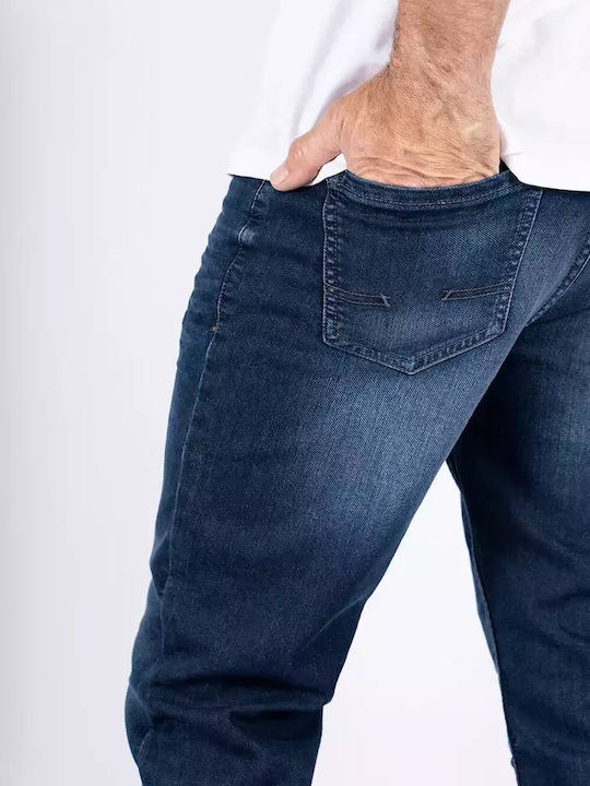 Men's Elastic Jeans Pants with Regular Fit Blue