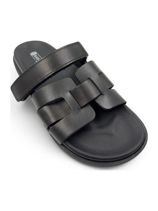 Leder Flache Sandalen für Damen in Schwarz Farbe