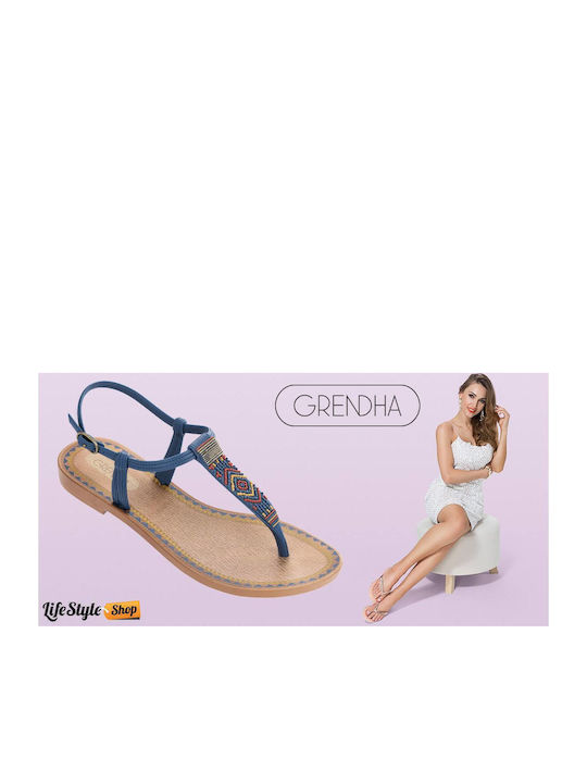 Women's Flat Sandals in Blue Color