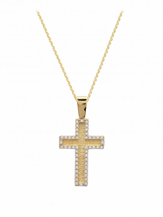 Polytimo Women's Gold Cross 14K with Chain