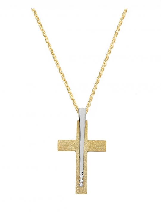 Polytimo Damen Gold Kreuz 14K mit Kette
