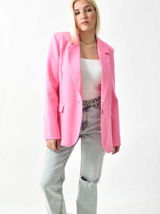 Potre Lung Blazer pentru femei Sacou ROZ