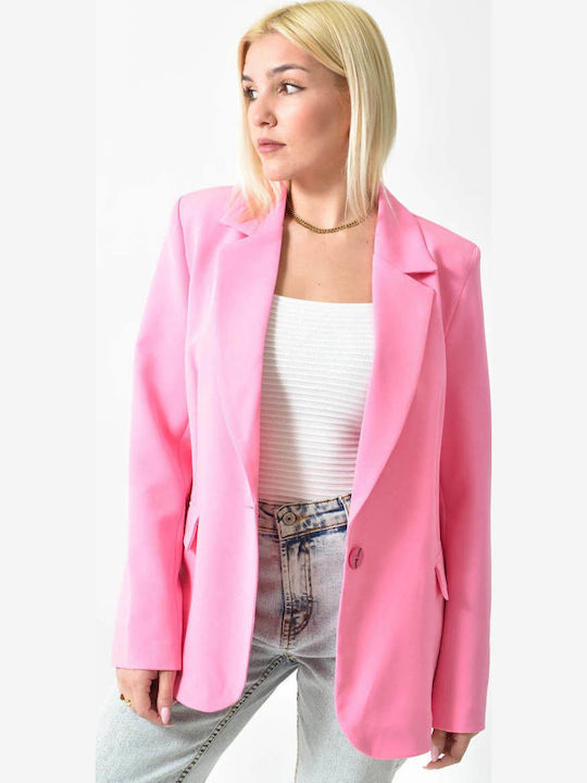 Potre Lung Blazer pentru femei Sacou ROZ