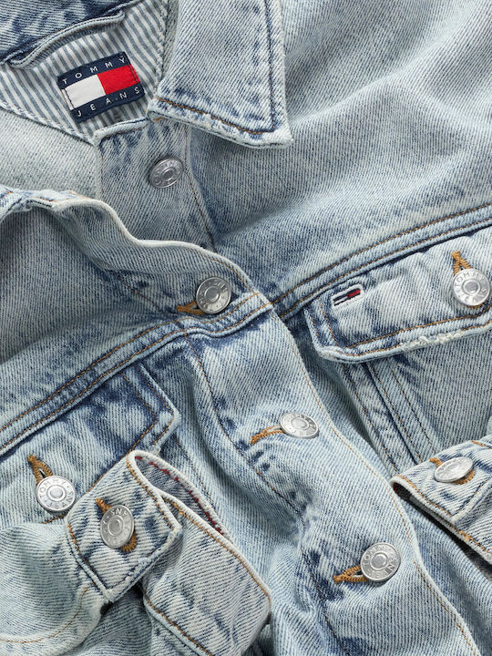 Zuschneiden Damen Jeansjacke Light Blue