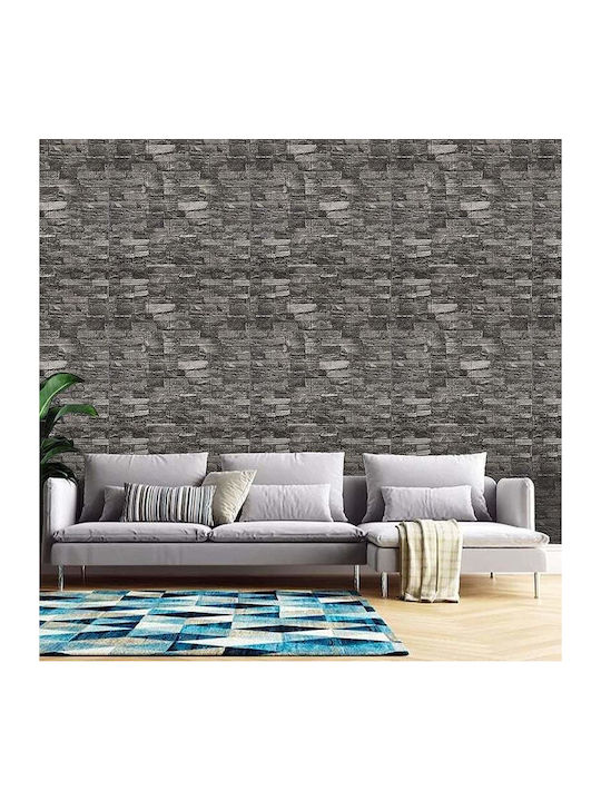 3D Selbstklebende Tapete Siks Steinreliefmuster Grau Modernes Design Wasserfest Leicht zu Reinigen Maße 77x70cm