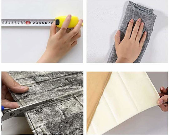 3d Self-adhesive Wallpaper Siks Stone Relief Pattern Gray Modern Design Water-resistant Easy To Clean Dimensions 77x70cm