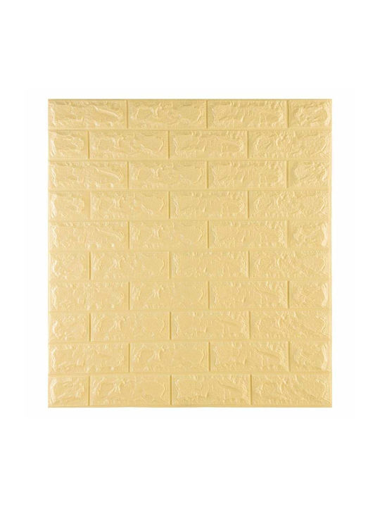 3d Self-adhesive Wallpaper Siks Brick Relief Model Light Yellow Modern Design Water Resistant Easy To Clean Dimensions 77x70cm