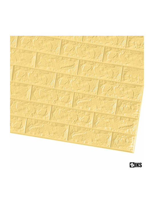Tapet 3D autoadeziv model cărămidă Siks relief galben deschis design modern rezistent la apă ușor de curățat dimensiuni 77x70cm