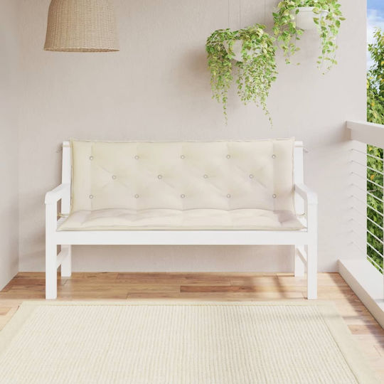 vidaXL Waterproof Bench Cushion for Garden Bench with Backrest Cream White 2 Pieces 50x150cm