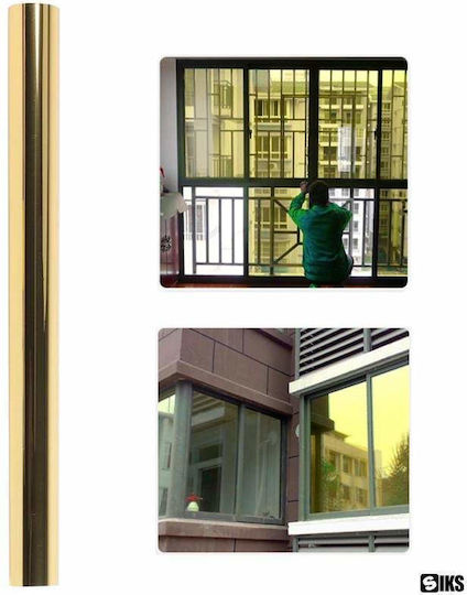 Folie Reflectorizantă Siks pentru Ferestre Interioare Efect Oglindă Protecție UV Solară 45 X 300 Cm Aurie