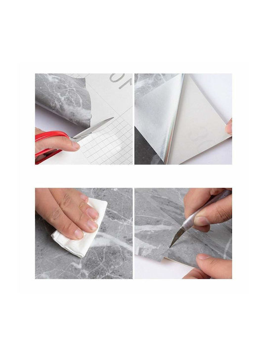 Folie autoadezivă Siks Protecție Bucătărie Rezistentă la Apă Aspect Marmură Gri 60 X 300 Cm