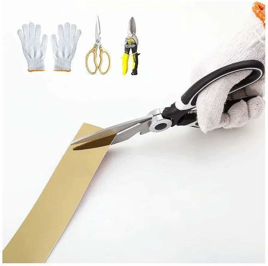 Set 10 Self-adhesive Decorative Bands Mirror Effect Siks Made Nickel-plated Stainless Steel Roll Type Sticker Wall Ceiling Floor Furniture Design Size 200 X 1 Cm Water Resistant Gold