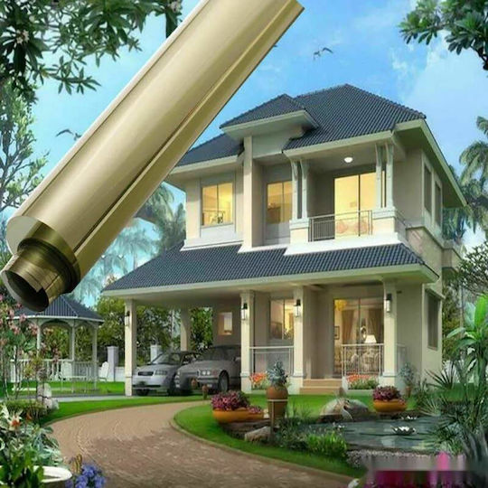 Folie Reflectorizantă Siks pentru Ferestre Interioare Efect Oglindă Protecție UV Solară 45 X 300 Cm Aurie