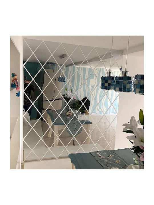 Set 52 de autocolante tip oglindă în formă de diamant triunghi pentru decorarea pereților, suprafață acoperită 1m x 1m, model 1