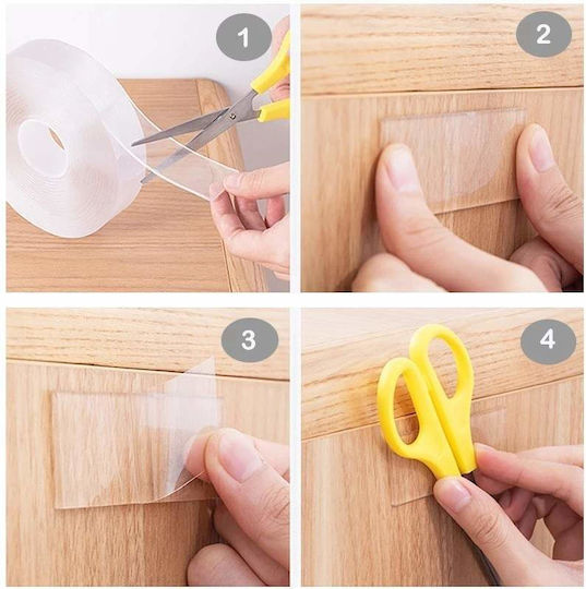 Siks Double-sided Adhesive Tape Reusable After Washing Transparent 2cm X 3m