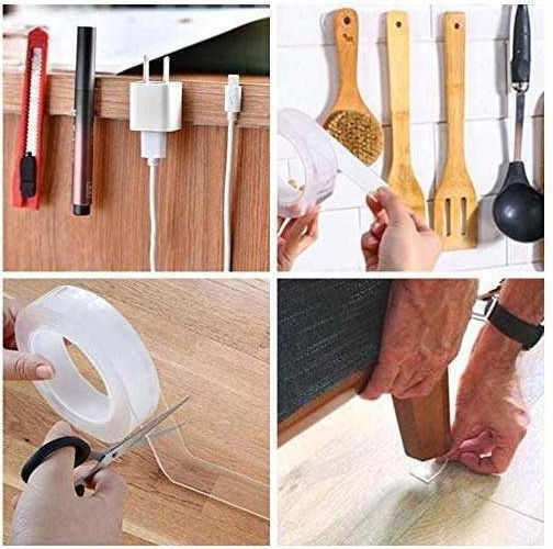Bandă adezivă dublu adezivă Siks reutilizabilă după spălare transparentă 3cm X 5m grosime 0,5mm
