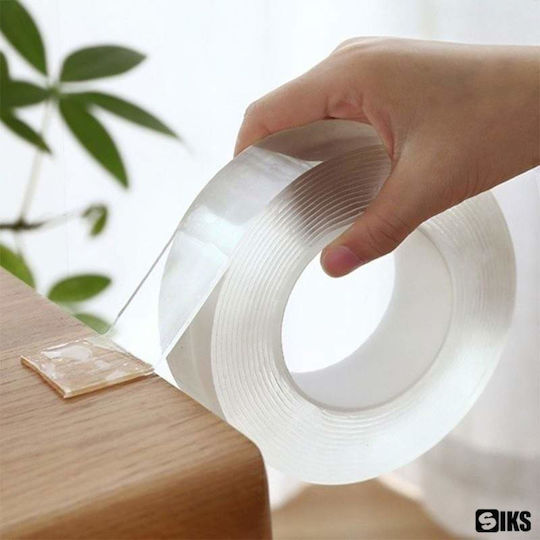 Siks Double-sided Adhesive Tape Reusable After Washing Transparent 3cm X 3m Thickness 0.5mm
