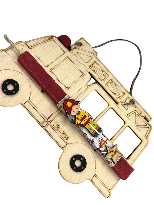 Osterkerze Runde mit Box Feuerwehrmann 28cm